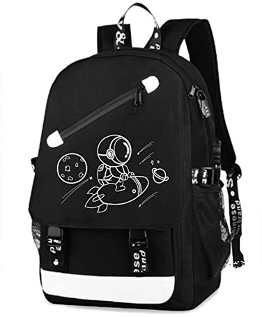 MCWTH School Backpacks for Teen Boys Luminous School Bag Bookbags for Kids Space Rocket