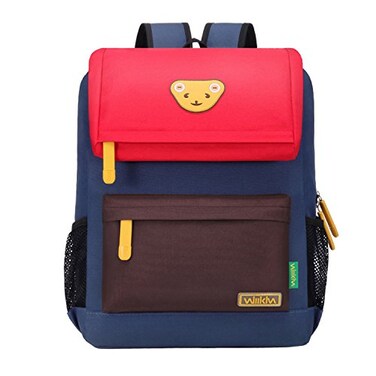 Willikiva Cute Bear Kids School Backpack for Children Elementary School Bags Girls Boys Bookbags RedCoffeeRoyalblue Large