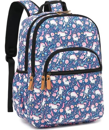 Leaper Waterresistant Cute Unicorn Laptop Backpack Travel Bag College Backpack Satchel Dark Blue