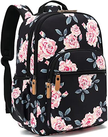 Leaper Waterresistant Floral Laptop Backpack School Travel Bag Bookbags Satchel