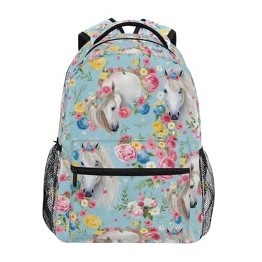 Bolaz School Backpacks Flower Horse Student Backpack Big For Girls Kids Elementary School Shoulder Bag Bookbag