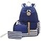 Joyfulife School Backpack for Girls Lightweight Canvas Stripe Backpack with Lunch Box Pencil Bag