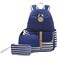 Joyfulife School Backpack for Girls Lightweight Canvas Stripe Backpack with Lunch Box Pencil Bag