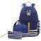 Joyfulife School Backpack for Girls Lightweight Canvas Stripe Backpack with Lunch Box Pencil Bag