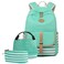 Joyfulife School Backpack for Girls Lightweight Canvas Stripe Backpack with Lunch Box Pencil Bag
