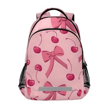 SUABO Bow Cherry Backpack for School Bookbag Kids School Bags Travel Rucksack13L