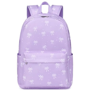 Kimwadalh Bow Backpack for Girls Purple Girls Schoolbag with Large Capacity School Bookbag for Elementary High School