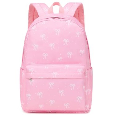 Kimwadalh Pink Bow Backpack for Girls Girls Schoolbag with Large Capacity School Bookbag for Elementary High School