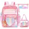 Eccliy 3 Pcs Clear Backpack Set for Girls Heavy Duty 17 Inch Transparent School Backpack with Lunch Bag and Pencil CaseRose PinkRainbow Heart