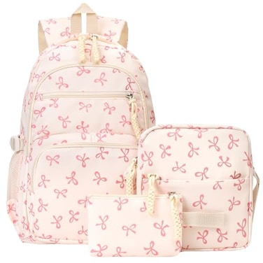 jingyuKJ Coquette Bow Backpack Cute Kawaii Backpack Set Aesthetic Daypack Coquette Rucksack A01 Bow Pink