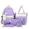 AONUOWE 5pcs Aesthetic Backpack Set for School Teens Girls Daypack Cute Trendy Large Capacity Preppy Shoulder Bag Purple