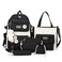 AONUOWE 5pcs Aesthetic Backpack Set for School Teens Girls Daypack Cute Trendy Large Capacity Preppy Shoulder Bag Black