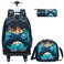 Egchescebo Kids Rolling Backpack for Boys Gamepad Suitcases Trolley Roller Luggage Backpacks with 360 Rotating Wheels 15 Laptop Lunch Box Pencil Case for Elementary 18 Travel School Bag Blue