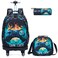 Egchescebo Kids Rolling Backpack for Boys Gamepad Suitcases Trolley Roller Luggage Backpacks with 360 Rotating Wheels 15 Laptop Lunch Box Pencil Case for Elementary 18 Travel School Bag Blue