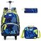 Egchescebo Kids Rolling Backpack for Boys Alphabet Suitcases Trolley Roller Luggage Backpacks with 360 Rotating Wheels 15 Laptop Lunch Box Pencil Case Elementary 18 Travel School Bag Blue