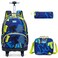 Egchescebo Kids Rolling Backpack for Boys Alphabet Suitcases Trolley Roller Luggage Backpacks with 360 Rotating Wheels 15 Laptop Lunch Box Pencil Case Elementary 18 Travel School Bag Blue