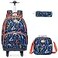 Egchescebo Kids Rolling Backpack for Boys Alphabet Suitcases Trolley Roller Luggage Backpacks with 360 Rotating Wheels 15 Laptop Lunch Box Pencil Case for Elementary 18 Travel School Bag Blue