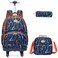Egchescebo Kids Rolling Backpack for Boys Alphabet Suitcases Trolley Roller Luggage Backpacks with 360 Rotating Wheels 15 Laptop Lunch Box Pencil Case for Elementary 18 Travel School Bag Blue