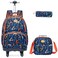 Egchescebo Kids Rolling Backpack for Boys Alphabet Suitcases Trolley Roller Luggage Backpacks with 360 Rotating Wheels 15 Laptop Lunch Box Pencil Case for Elementary 18 Travel School Bag Blue