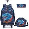 Egchescebo Kids Rolling Backpack for Boys Dinosaur Suitcases Trolley Roller Luggage Backpacks with 360 Rotating Wheels 15 Laptop Lunch Box Pencil Case for Elementary 18 Travel School Bag Blue