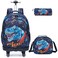 Egchescebo Kids Rolling Backpack for Boys Dinosaur Suitcases Trolley Roller Luggage Backpacks with 360 Rotating Wheels 15 Laptop Lunch Box Pencil Case for Elementary 18 Travel School Bag Blue