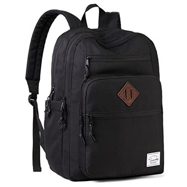 VASCHY School Backpack for Men Unisex Large Bookbag Schoolbag Casual Daypack for High SchoolCollegeTeensTravelWork Black