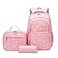 YJMKOI 3Pcs Daisy Prints Backpack for Girls MiddleSchool Elementary Students Bookbag Set with Lunch Box Pink