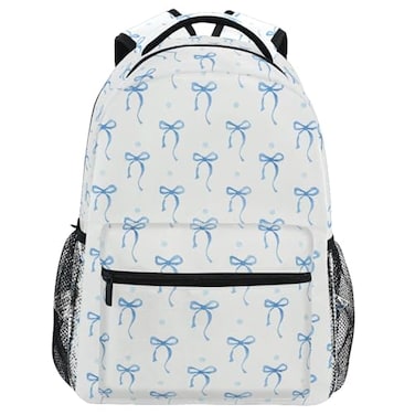 Wamika Blue Bowknot Backpack for School Cute Bow Ribbon Girls Boys Backpack Bookbag Kids Children Teens Backpacks for Age 616 M