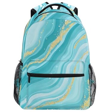 Wamika Turquoise Tie Dye Backpack Green Blue Marble School Backpacks Preschool Book Bag