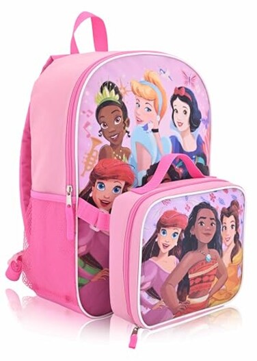 Fast Forward Disney Princess 16 Backpacks With Lunch Bag Licensed Characters Kids Schoolbag