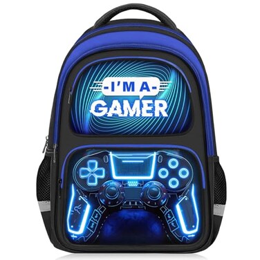 Fitvc School Backpack for Boys Gamer Boys Backpack for Kids Children Teens Elementary Middle School 17 Video Game Bookbag Travel Back Pack for Age 618