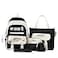 Feigujin 5Pcs Kawaii Cute Backpacks Combo Set with Bear Pendant Pins Patchwork Japanese Aesthetic Anime Bunny Daypack Bag Kit Black