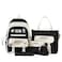 Feigujin 5Pcs Kawaii Cute Backpacks Combo Set with Bear Pendant Pins Patchwork Japanese Aesthetic Anime Bunny Daypack Bag Kit Black