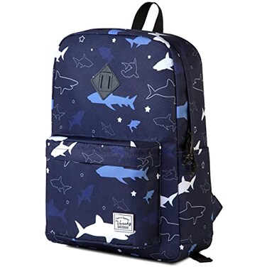 VASCHY Backpack for School Lightweight Water Resistant Bookbag Casual Daypack for ManBoys Shark