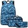 Octsky Kids Backpack for Boys School Backpack Elementary Bookbags with Lunch Box and Pouch Set 17 inch Camo Blue