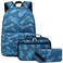 Octsky Kids Backpack for Boys School Backpack Elementary Bookbags with Lunch Box and Pouch Set 17 inch Camo Blue