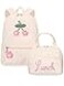 Dansydaisy Corduroy School Backpack Set Preppy Book Backpack and Lunch Bag with Crochet Flower for Girl Back to School GiftBeige