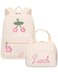 Dansydaisy Corduroy School Backpack Set Preppy Book Backpack and Lunch Bag with Crochet Flower for Girl Back to School GiftBeige