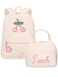 Dansydaisy Corduroy School Backpack Set Preppy Book Backpack and Lunch Bag with Crochet Flower for Girl Back to School GiftBeige