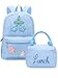 Dansydaisy Corduroy School Backpack Set Preppy Book Backpack and Lunch Bag with Crochet Flower for Girl Back to School GiftBlue