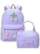 Dansydaisy Corduroy School Backpack Set Preppy Book Backpack and Lunch Bag with Crochet Flower for Girl Back to School GiftPurple