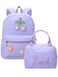 Dansydaisy Corduroy School Backpack Set Preppy Book Backpack and Lunch Bag with Crochet Flower for Girl Back to School GiftPurple