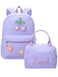 Dansydaisy Corduroy School Backpack Set Preppy Book Backpack and Lunch Bag with Crochet Flower for Girl Back to School GiftPurple