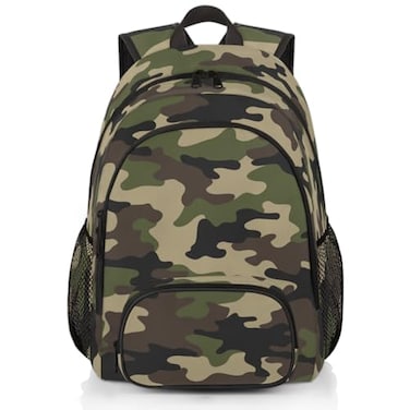 LOMBARDIDEN Kids Backpack for Boys Green Camouflage School Backpack for Teens Students Schoolbag Lightweight Waterproof Elementary Book Bag Travel Casual Daypack