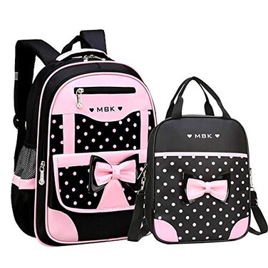 VIDOSCLA School Bags for Girls2Pcs Bowknot Students BackpackElementary Princess Bookbag Sets for School