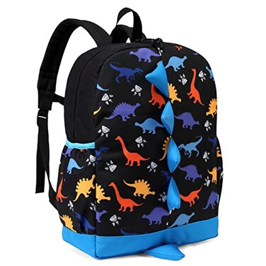 VASCHY Dinosaur Toddler Backpacks Cute Water Resistant Little Boys Backpack Chest Strap for KindergartenRucksack Schoolbag Bookbag for Kids Black