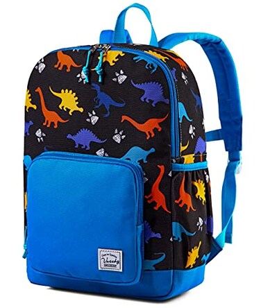 VASCHY Kids backpacks Boys Cute Lightweight Water Resistant Preschool Backpack for Toddler Girls Chest Strap Dinosaur Black