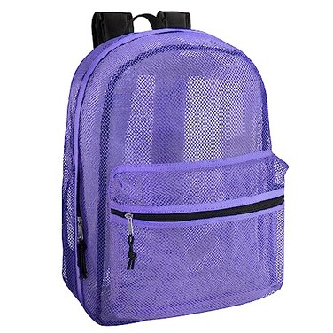 Trail maker Transparent Mesh Backpacks for School Kids Beach Travel Mesh See Through Backpack with Padded Straps Large