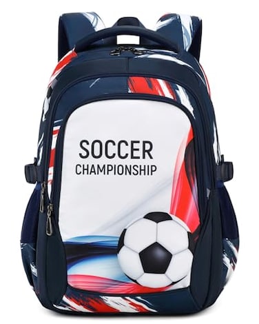 mezhsa Boys Backpack Kids Bookbag Durable Elementary Middle School Bags Soccer 18in white
