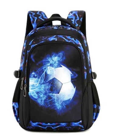 mezhsa Boys Backpack Kids Bookbag Durable Elementary Middle School Bags Soccer 18in XBlue